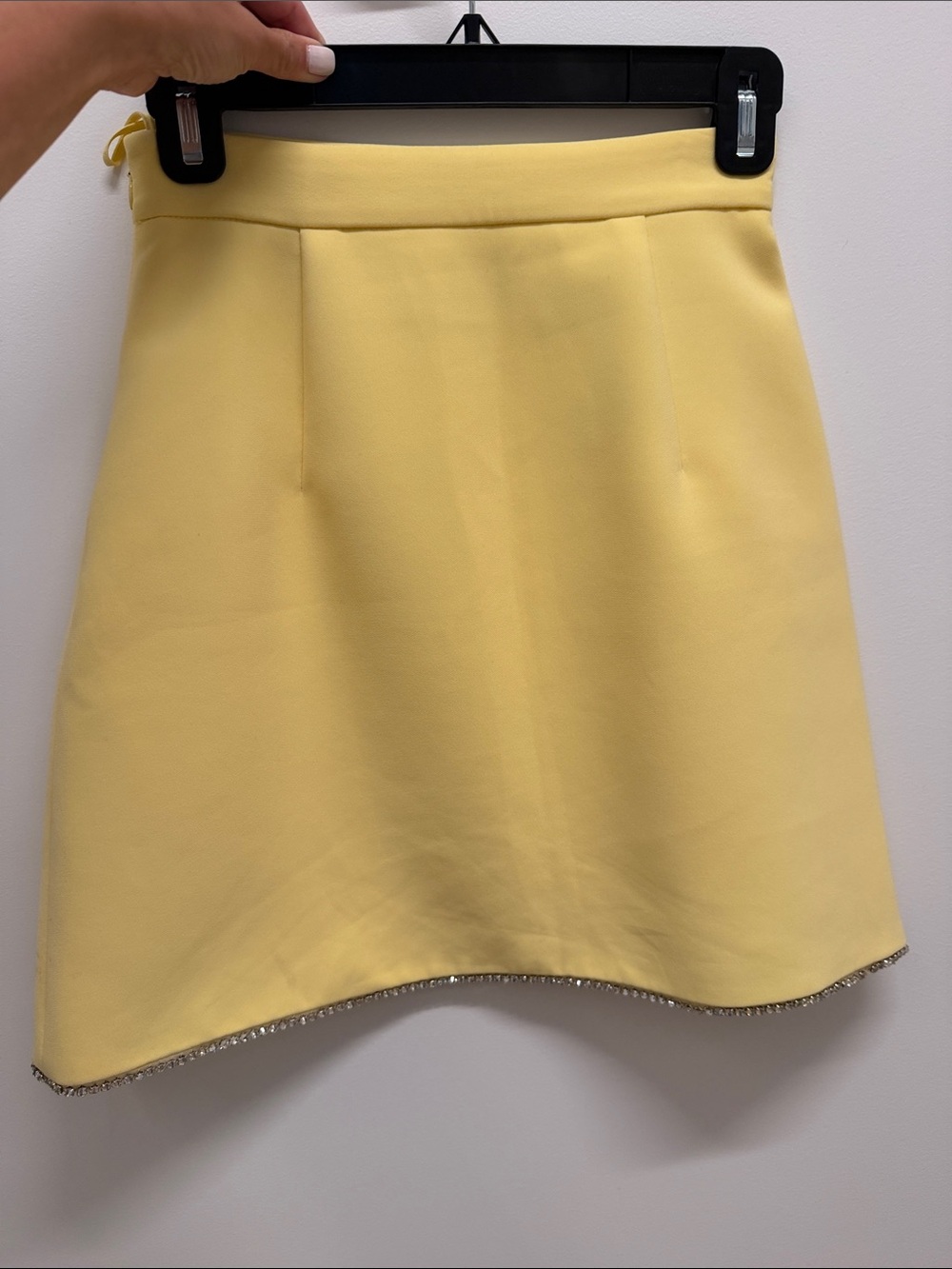 Miu Miu Lemon Yellow A-Line Skirt with Hem Embellishment